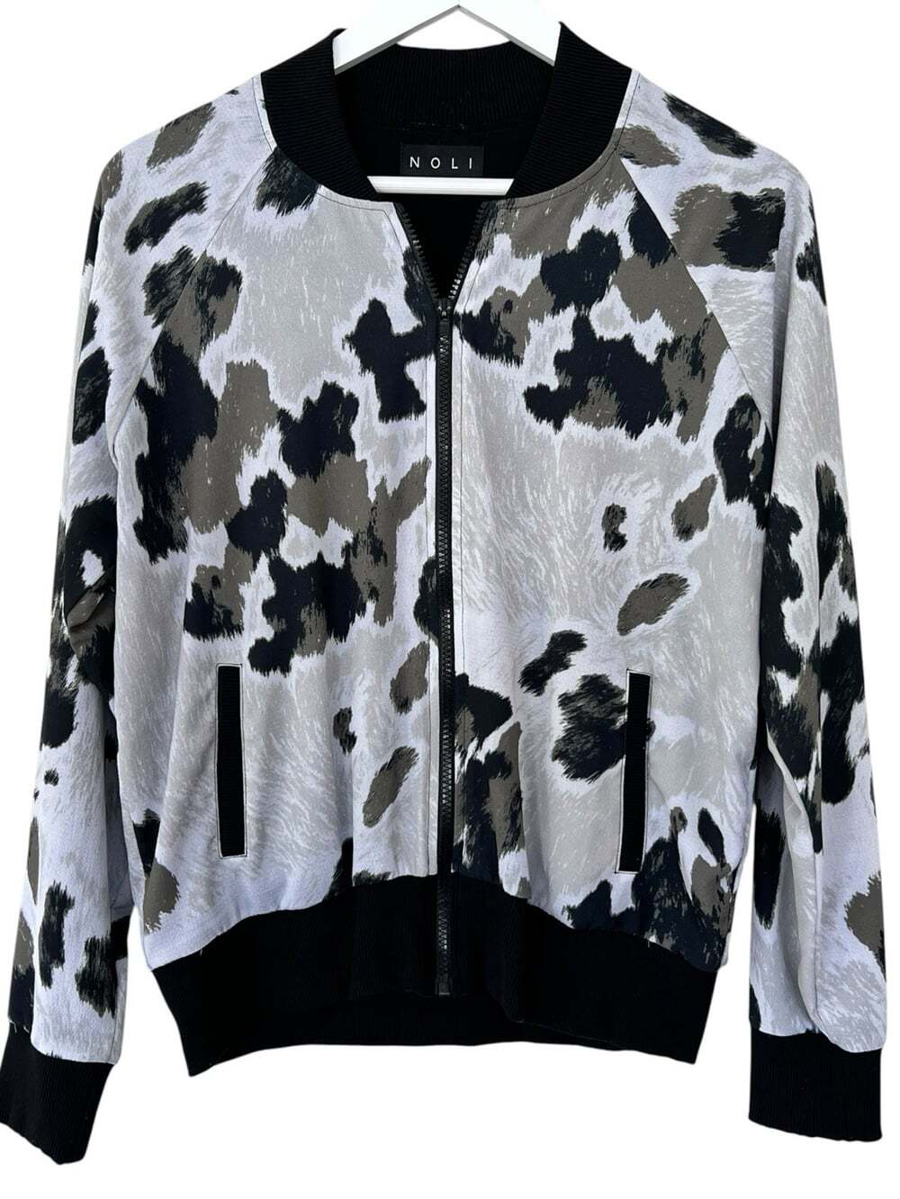 Noli Sport Mesh Abstract Print Athletic Bomber Jacket Athleisure Full Zip Sz M